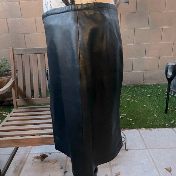 Express Genuine 100% Leather A-Line 2 Way Zipper Classic Sexy Neutral Skirt 9 10 - Picture 5 of 16